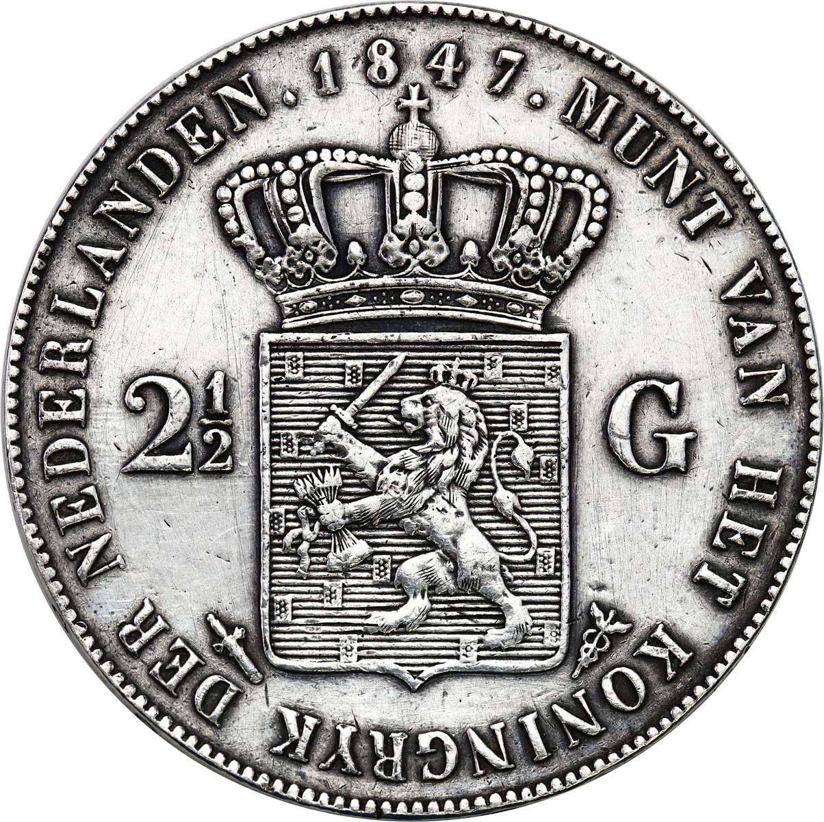 Niderlandy. Wilhelm II (1840–1849), 2 1/2 guldena 1847